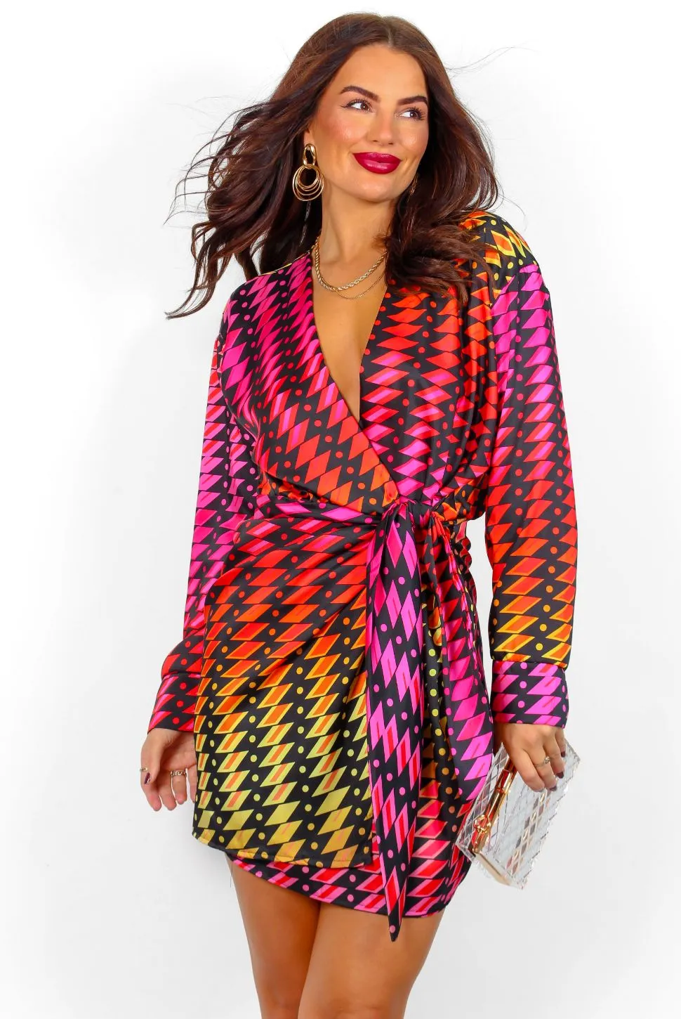 Anything You Want - Black Multi Aztec Print Mini Dress