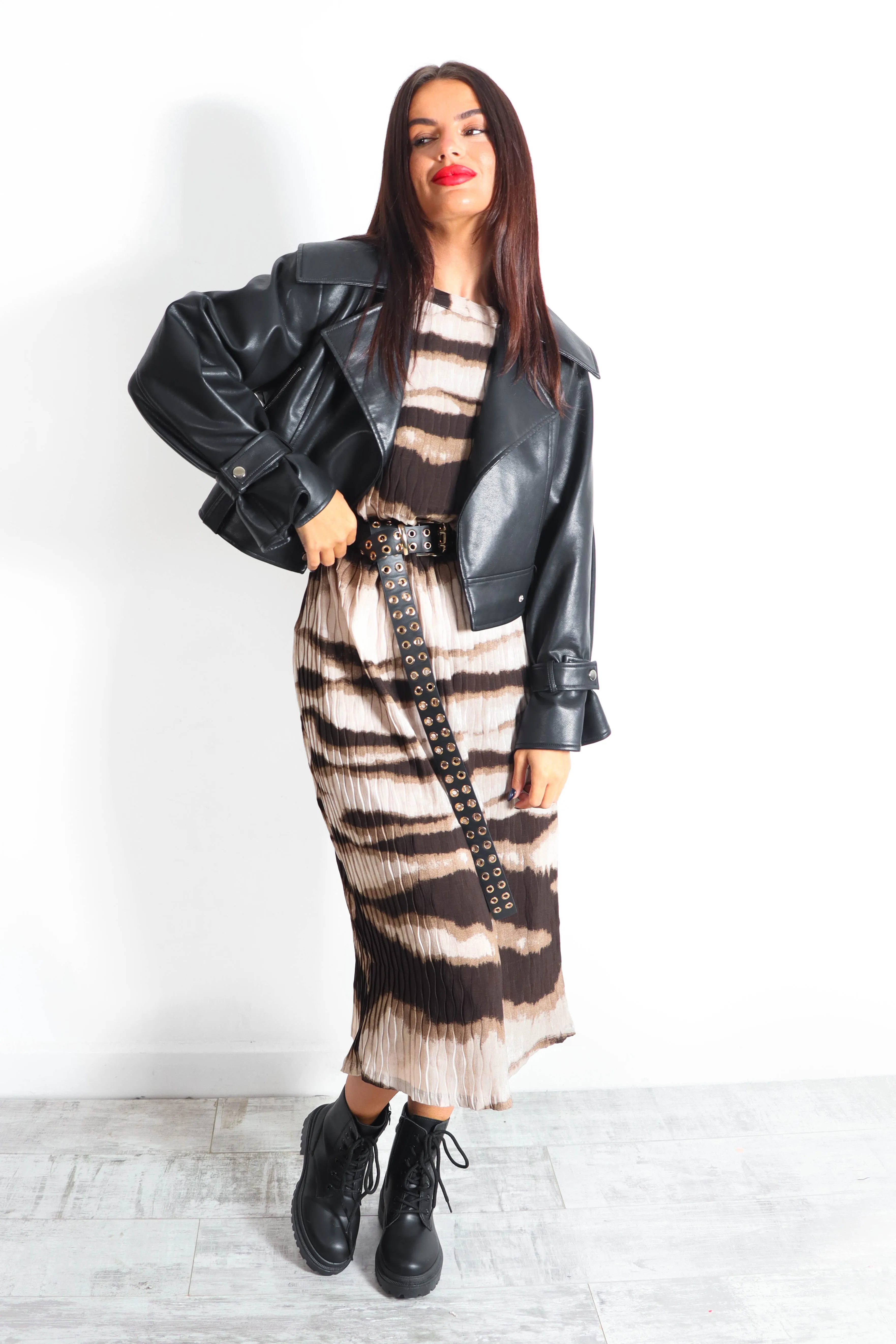 Appear In Print - Beige Tie Dye Printed Midi Dress