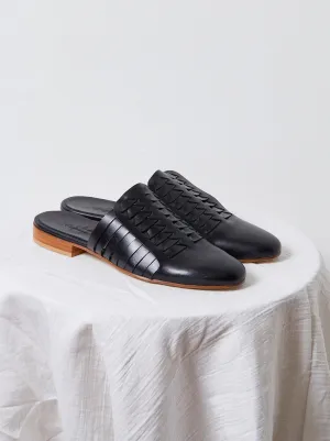 Archive Sale Leather Woven Slides in Black