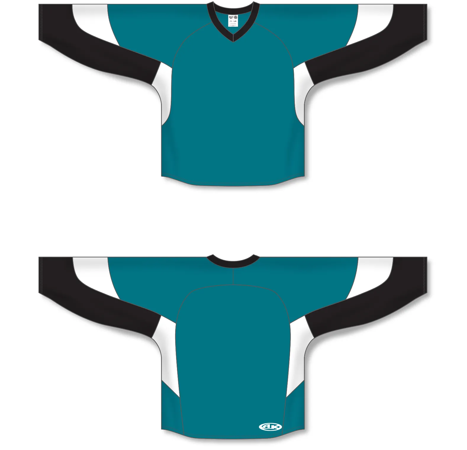 Athletic Knit (AK) H6600A-457 Adult Pacific Teal/Black/White League Hockey Jersey
