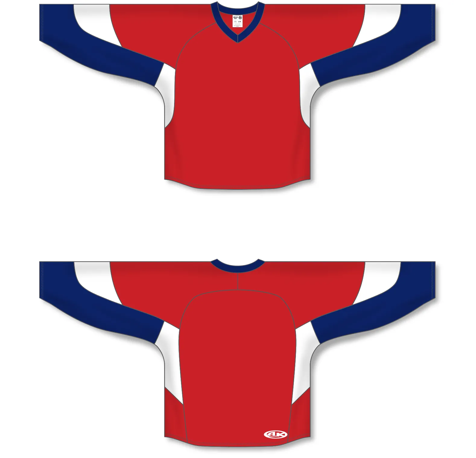 Athletic Knit (AK) H6600A-471 Adult Red/Navy/White League Hockey Jersey