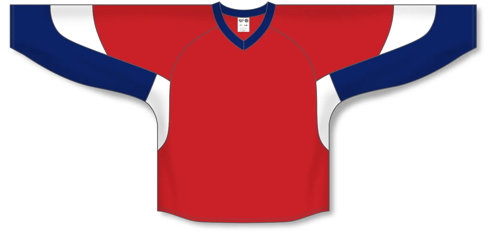 Athletic Knit (AK) H6600A-471 Adult Red/Navy/White League Hockey Jersey