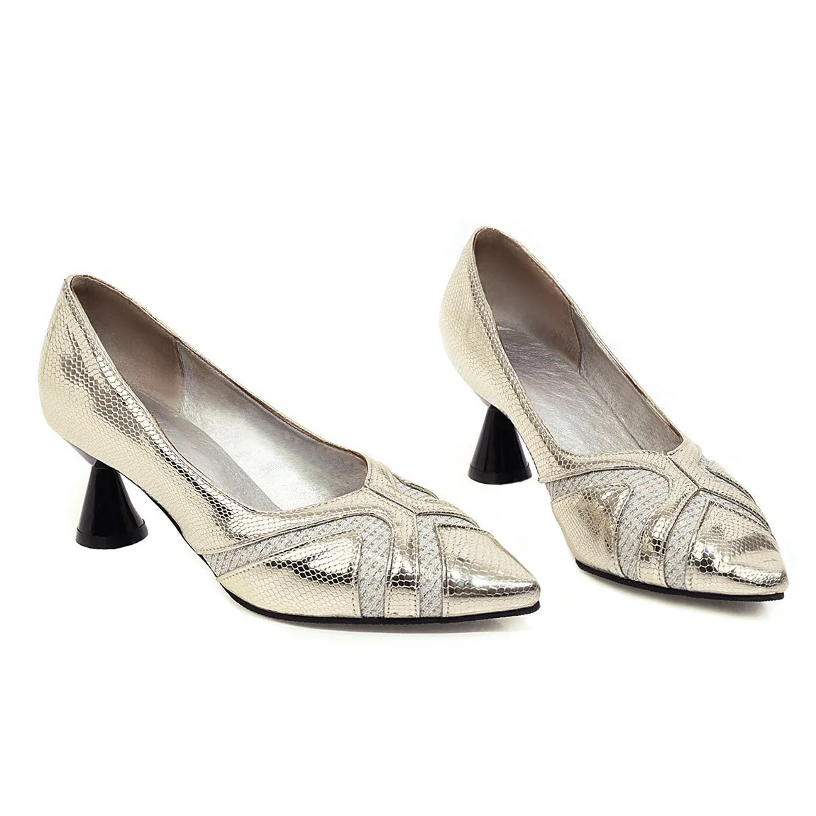 Bigsizeheels Sparkly dance shoes with chunky heels - Champagne
