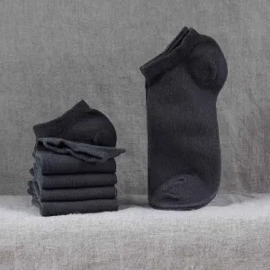 Black Linen Ankle Socks - Modern Style and Breathable Comfort
