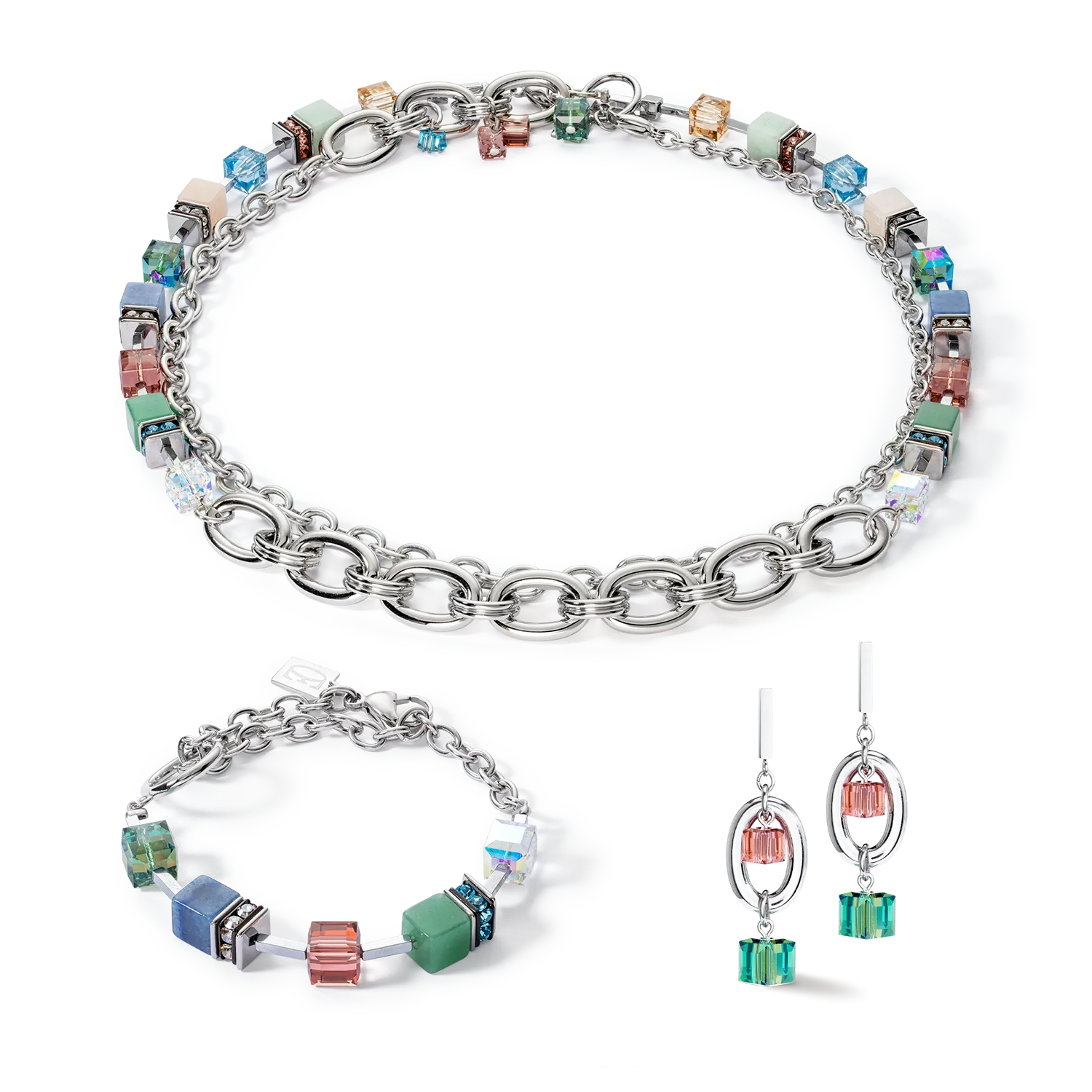 Bracelet GeoCUBE® Statement Precious Chunky Chain Multiwear 35 multicolour