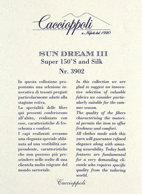 Caccioppoli Sun Dream Papina Casa Blue Wool Silk Suit