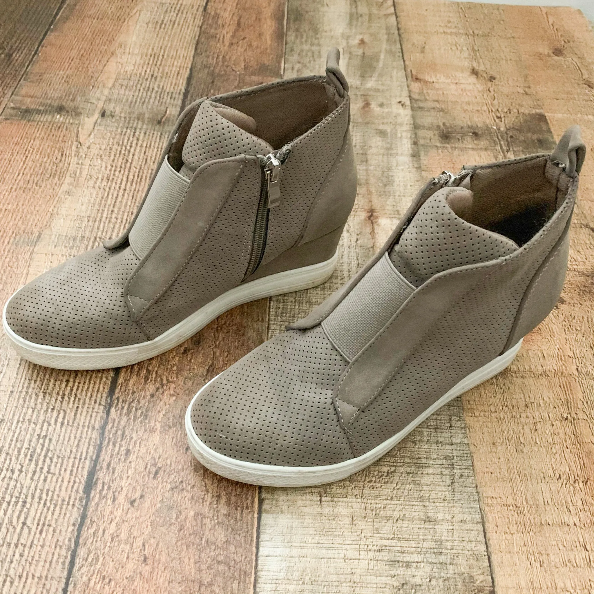 CCOCCI Grey Zip Up Wedge Sneakers - Size 7.5 (See Notes)