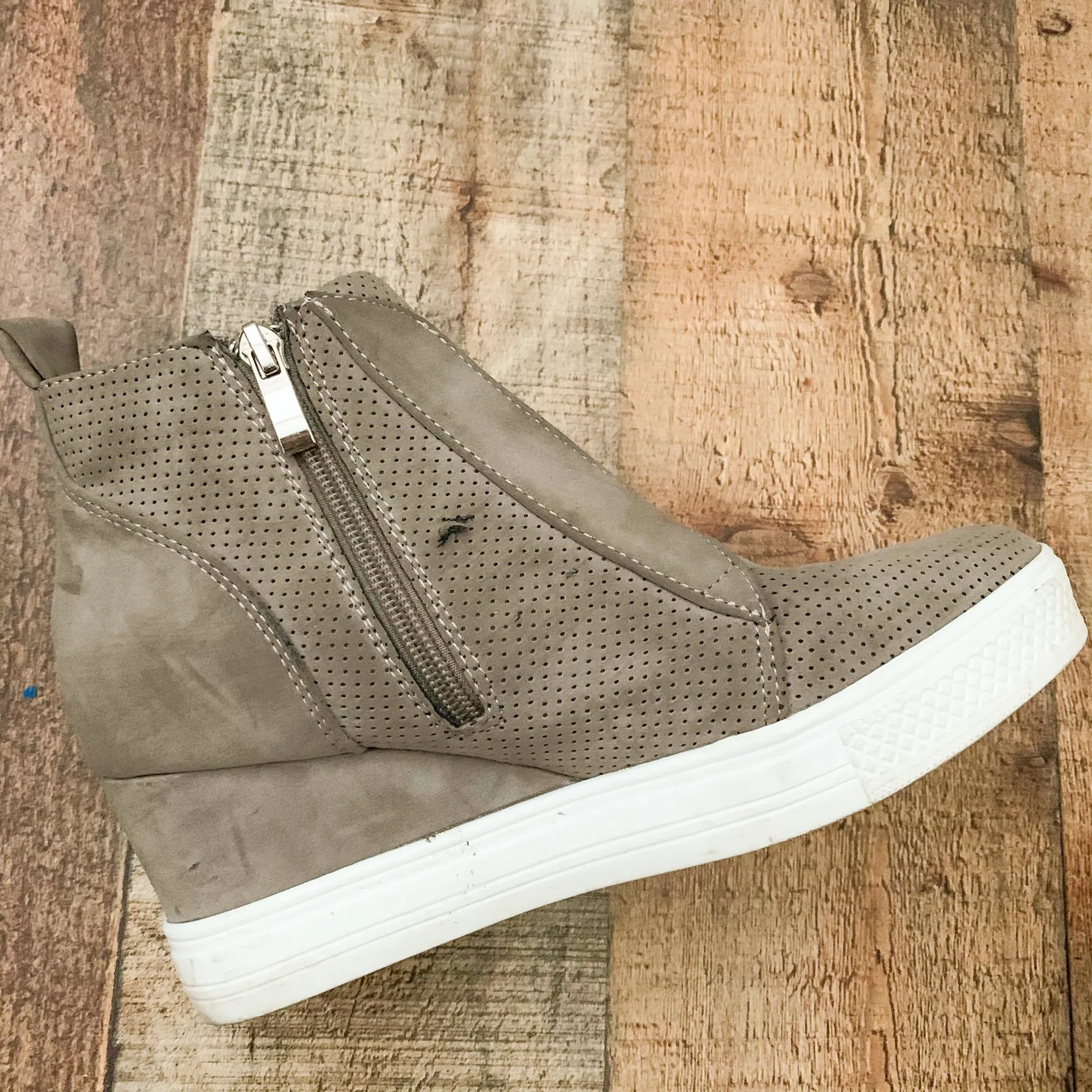 CCOCCI Grey Zip Up Wedge Sneakers - Size 7.5 (See Notes)