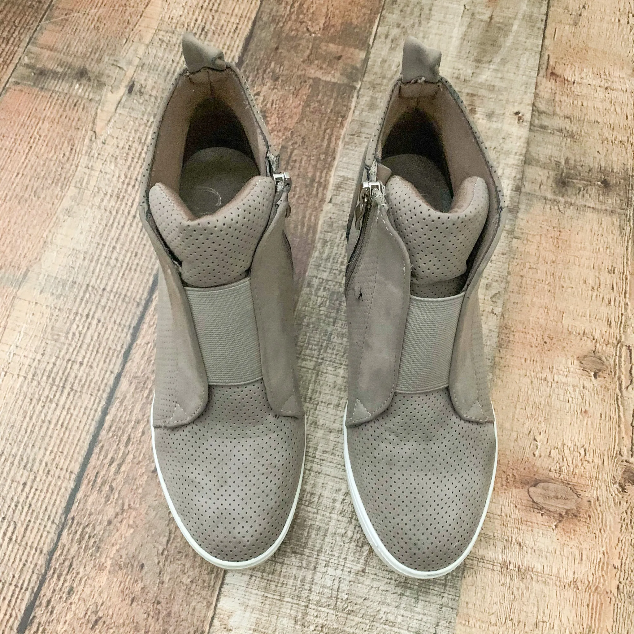 CCOCCI Grey Zip Up Wedge Sneakers - Size 7.5 (See Notes)