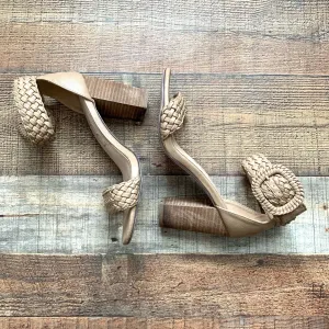 CCOCCI Taupe Braided Strap Ankle Buckle Heels- Size 9