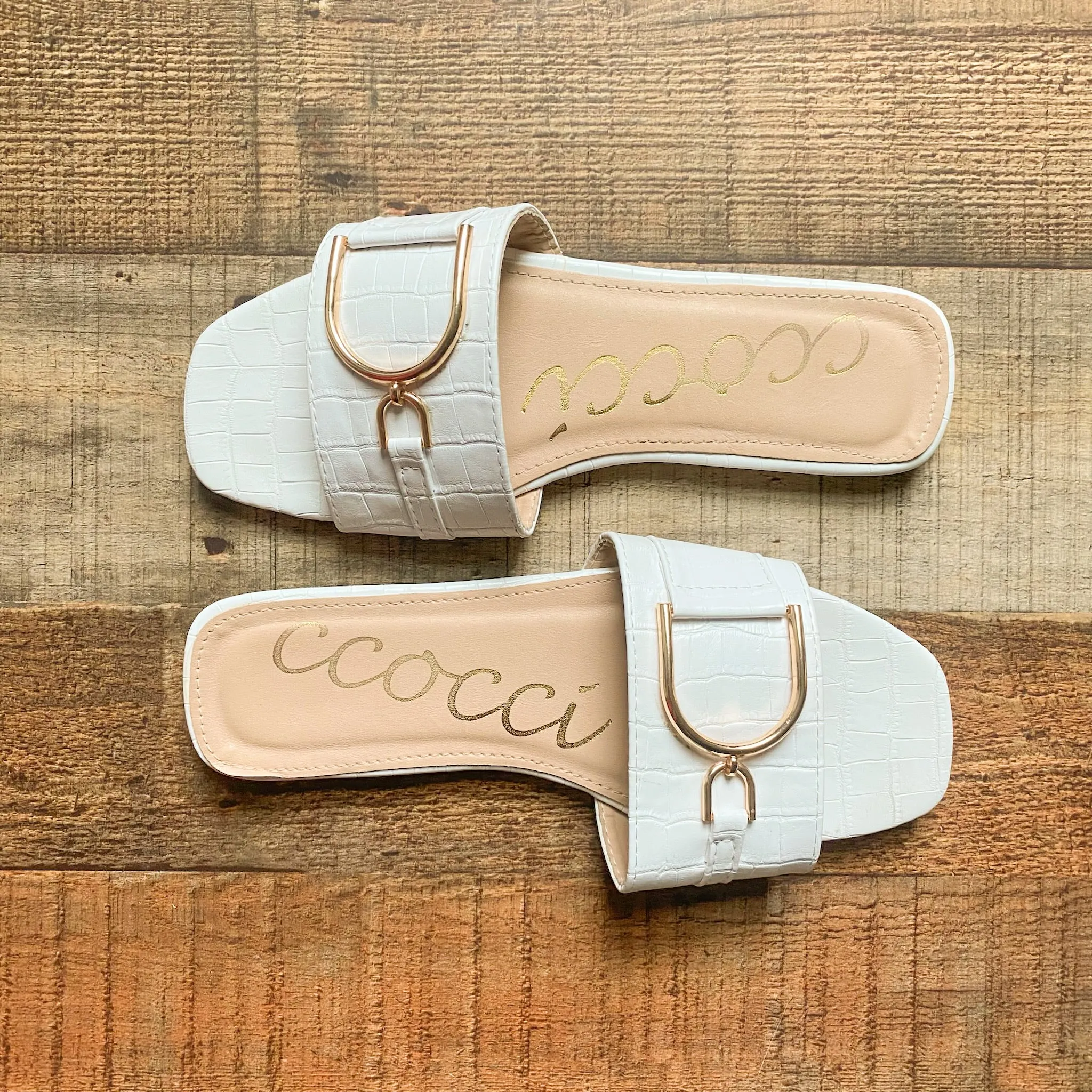 Ccocci White Buckle Slide On Sandals- Size 6.5