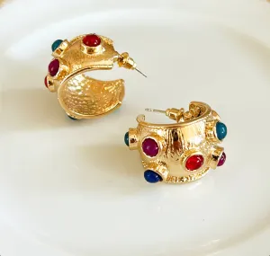 Chunky gold thick pierced style hoop earrings