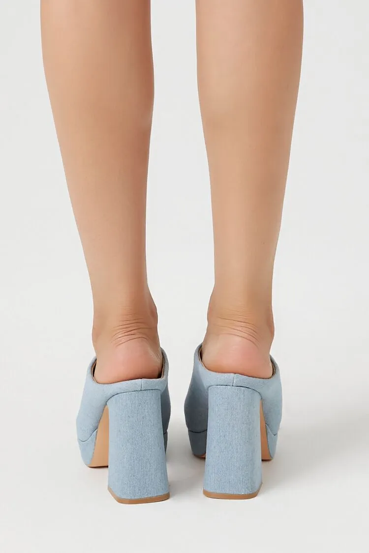 Denim Platform Chunky Heels