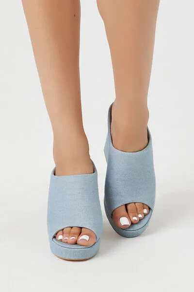 Denim Platform Chunky Heels