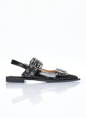GANNI Chunky Buckle Ballerina Flats