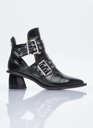 GANNI Chunky Buckle Open Cut Boots