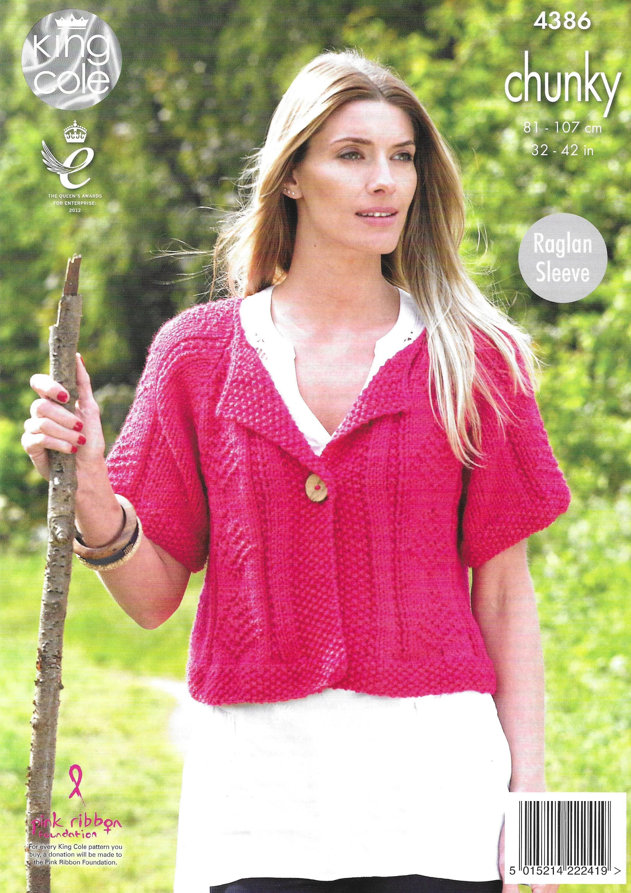 King Cole 4386 Coat & Cardigan, Raglan Sleeve, Chunky Knitting Pattern
