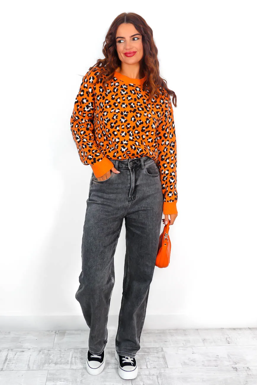 Livin The Leopard Life - Orange Leopard Knitted Jumper