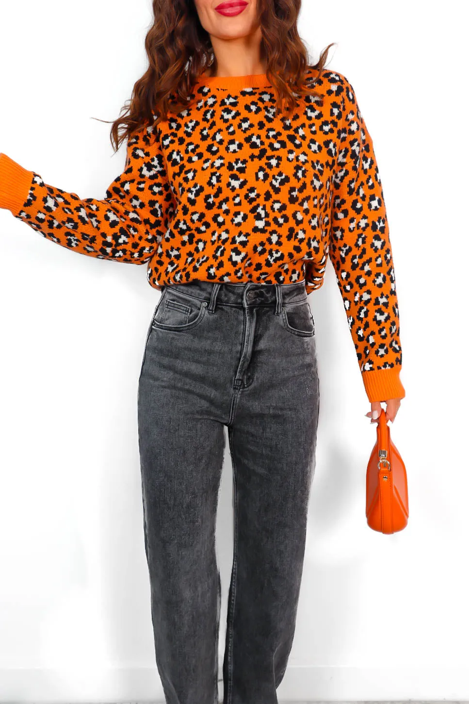 Livin The Leopard Life - Orange Leopard Knitted Jumper