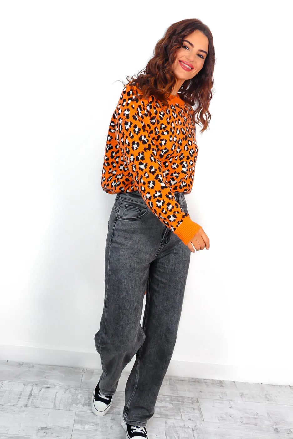 Livin The Leopard Life - Orange Leopard Knitted Jumper