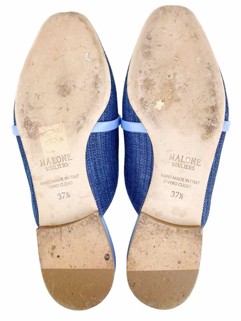 Malone Souliers Women's Textile Mule Shoe Blue Size 37.5 (7.5 US) *Runs small