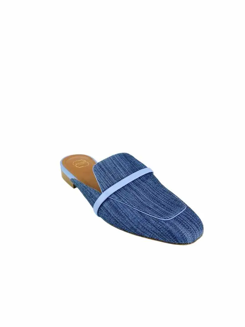 Malone Souliers Women's Textile Mule Shoe Blue Size 37.5 (7.5 US) *Runs small