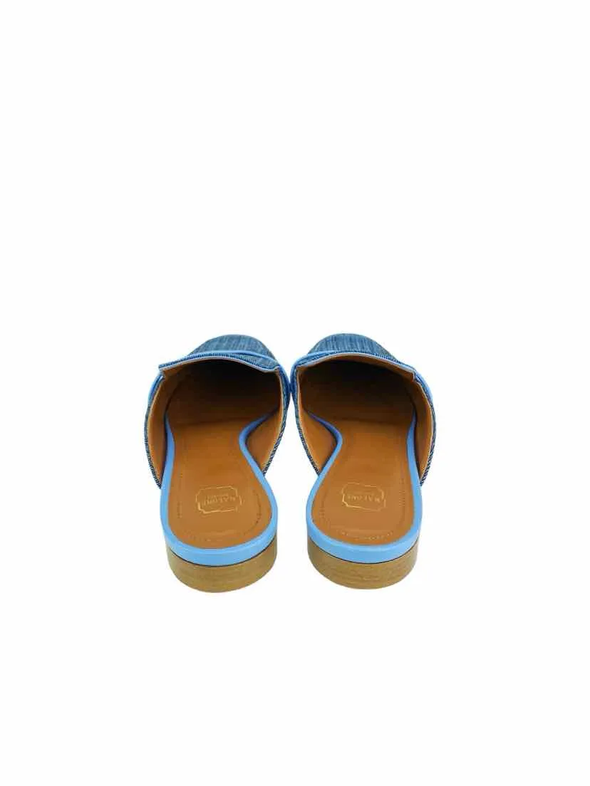 Malone Souliers Women's Textile Mule Shoe Blue Size 37.5 (7.5 US) *Runs small