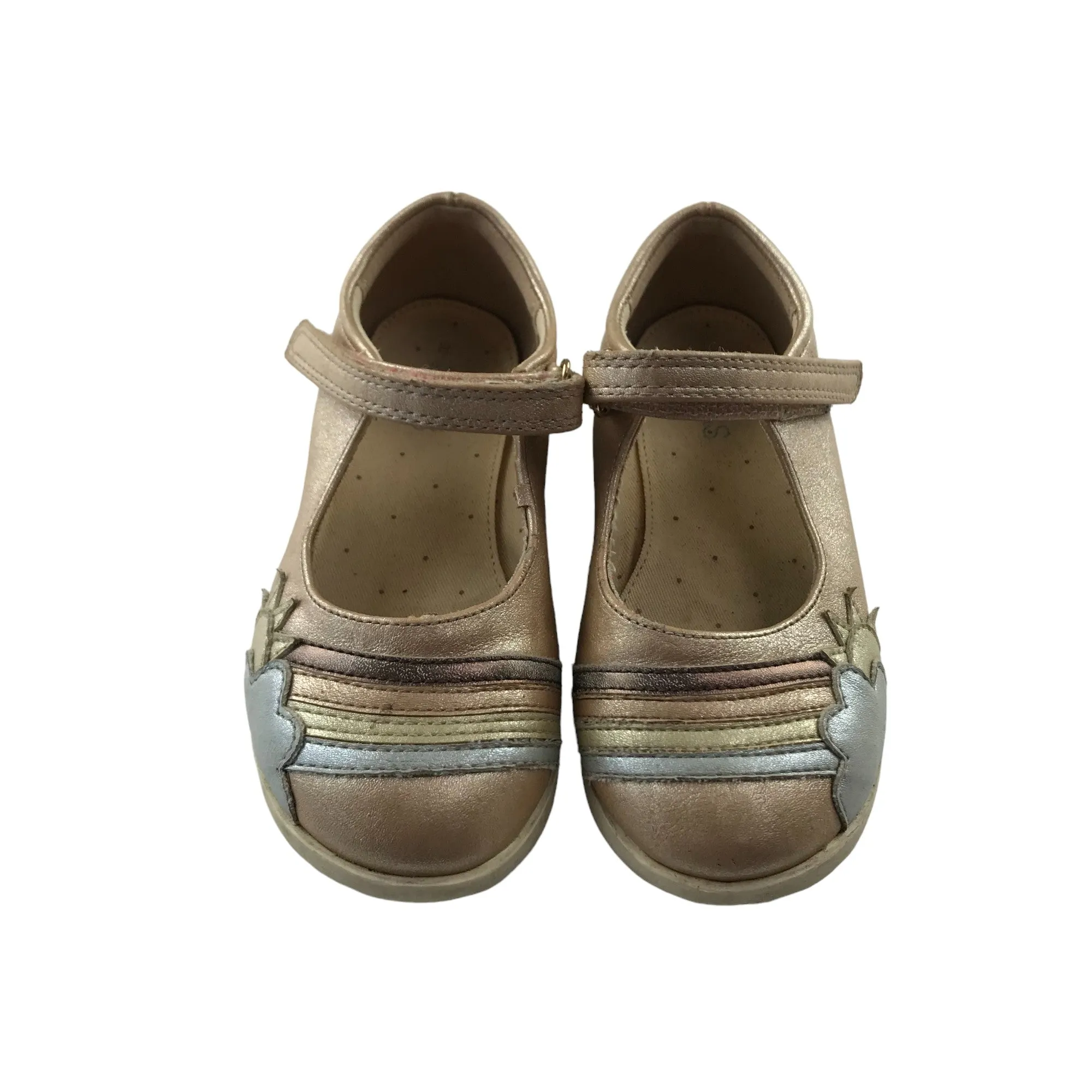 M&S Pumps Shoe Size 12 Junior Gold with Rainbow Clouds and Sun