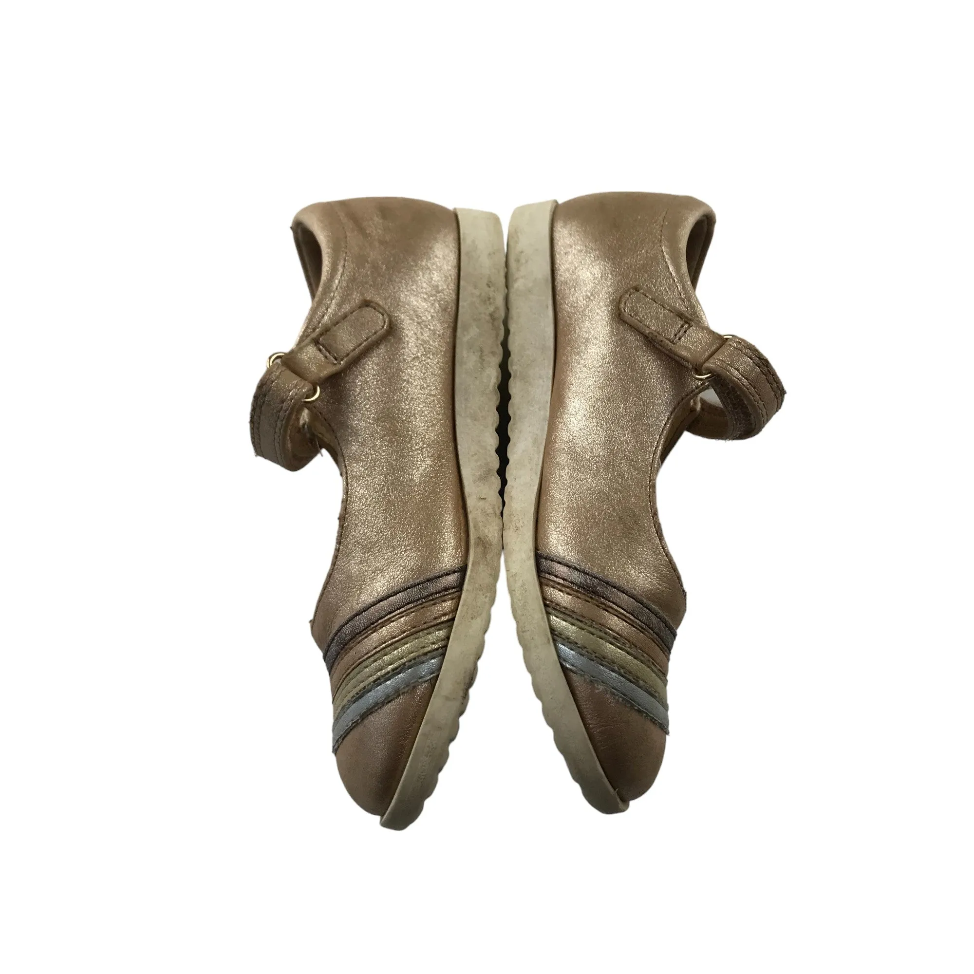 M&S Pumps Shoe Size 12 Junior Gold with Rainbow Clouds and Sun