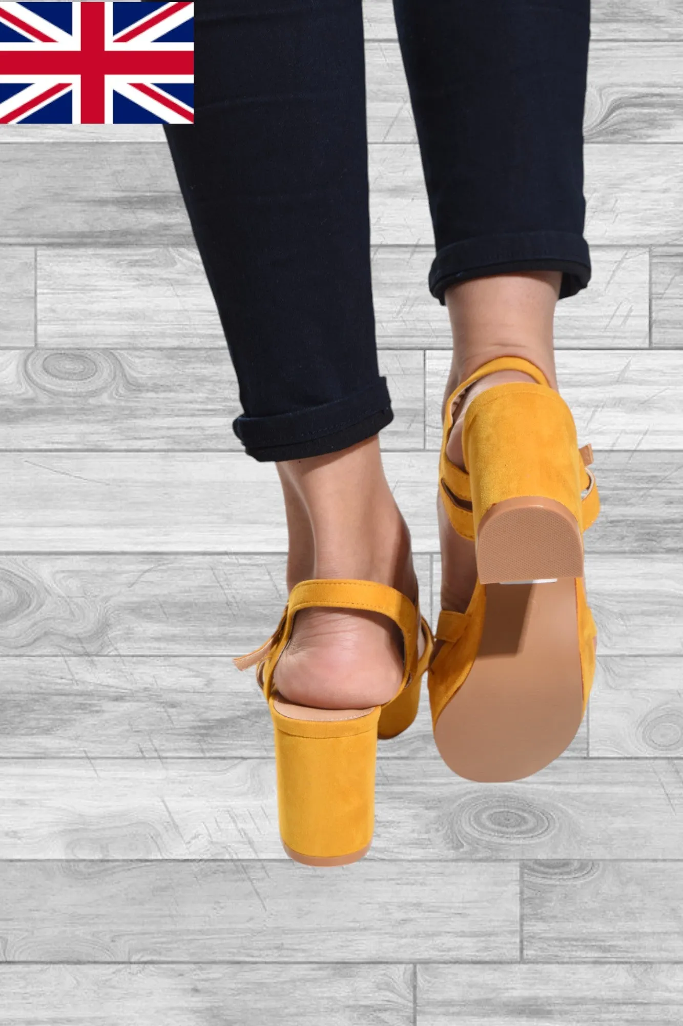 Mustard Chunky Ankle Heel
