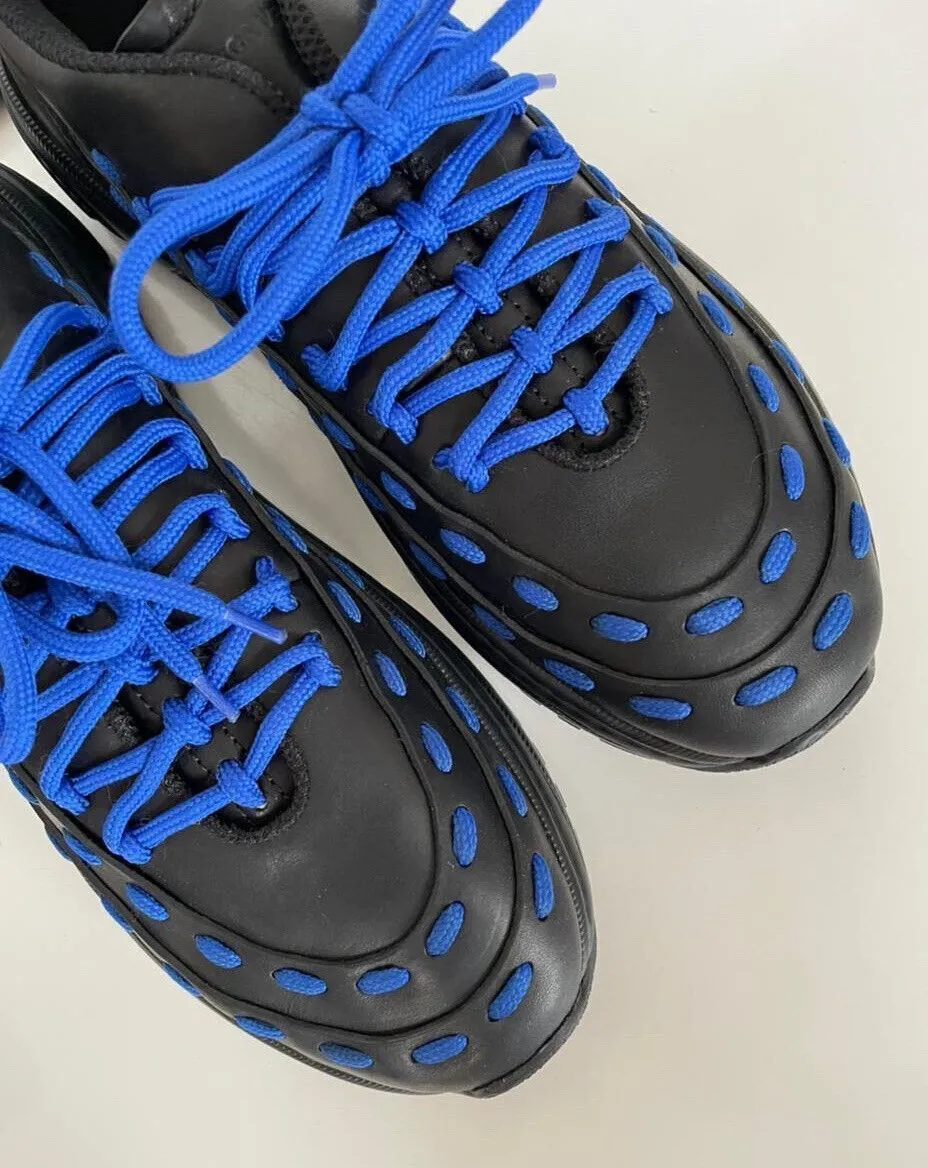 NIB $950 Bottega Veneta Mens Leather Black/Blue Sneakers 9 US (42) 578305 1014