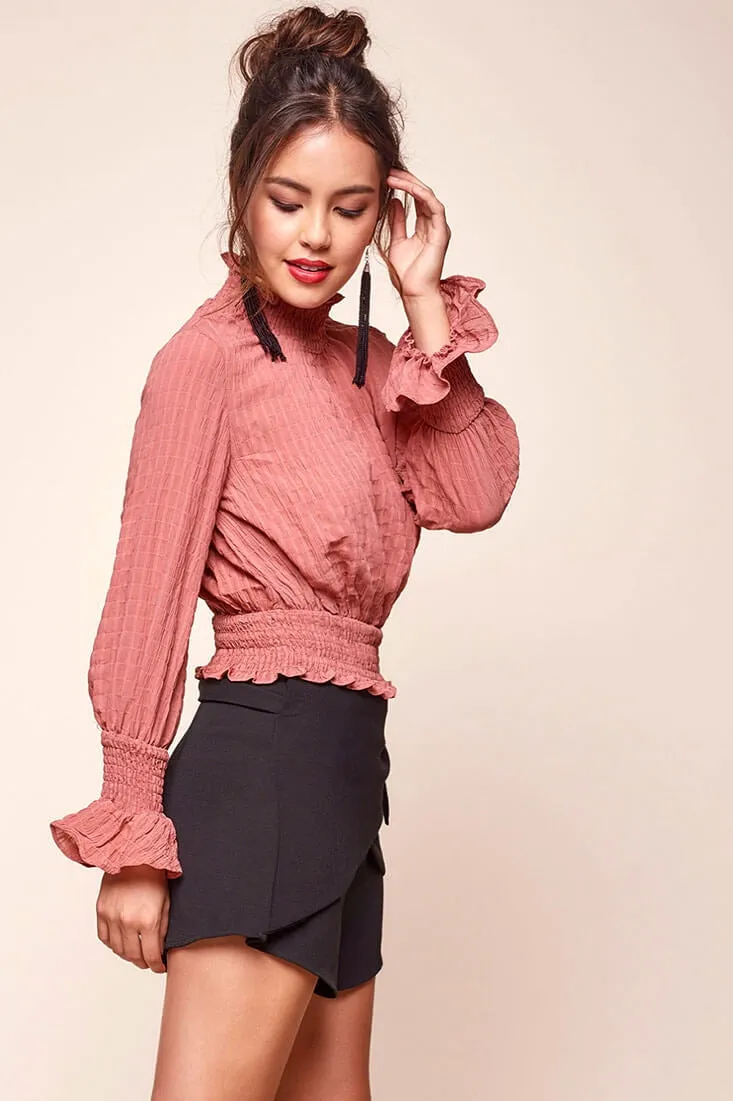 Nicole Cropped Puffy Top Rose