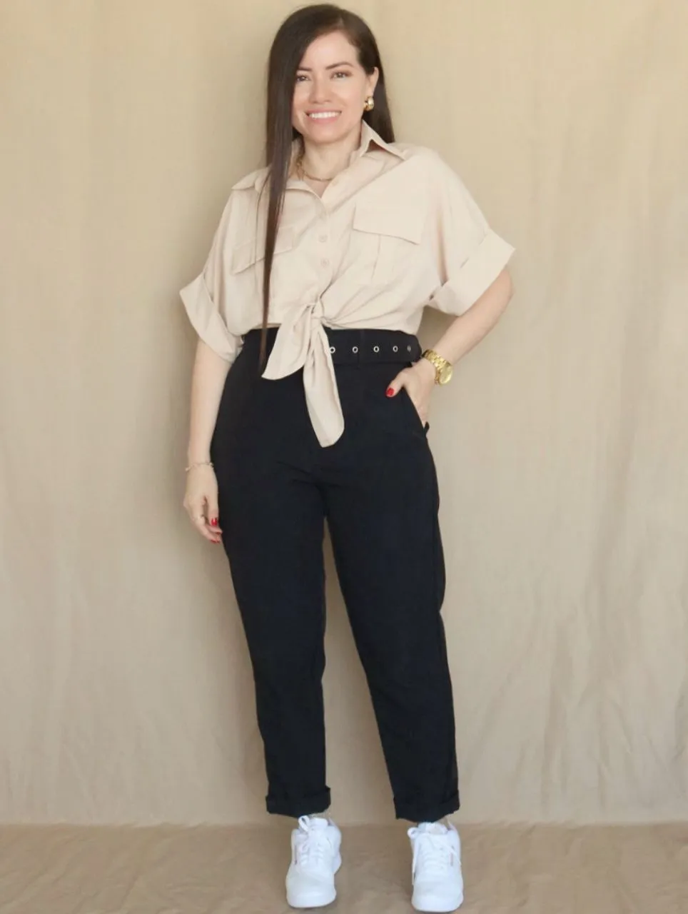 PANTALÓN SLOUCHY CON CORREA FORRADA