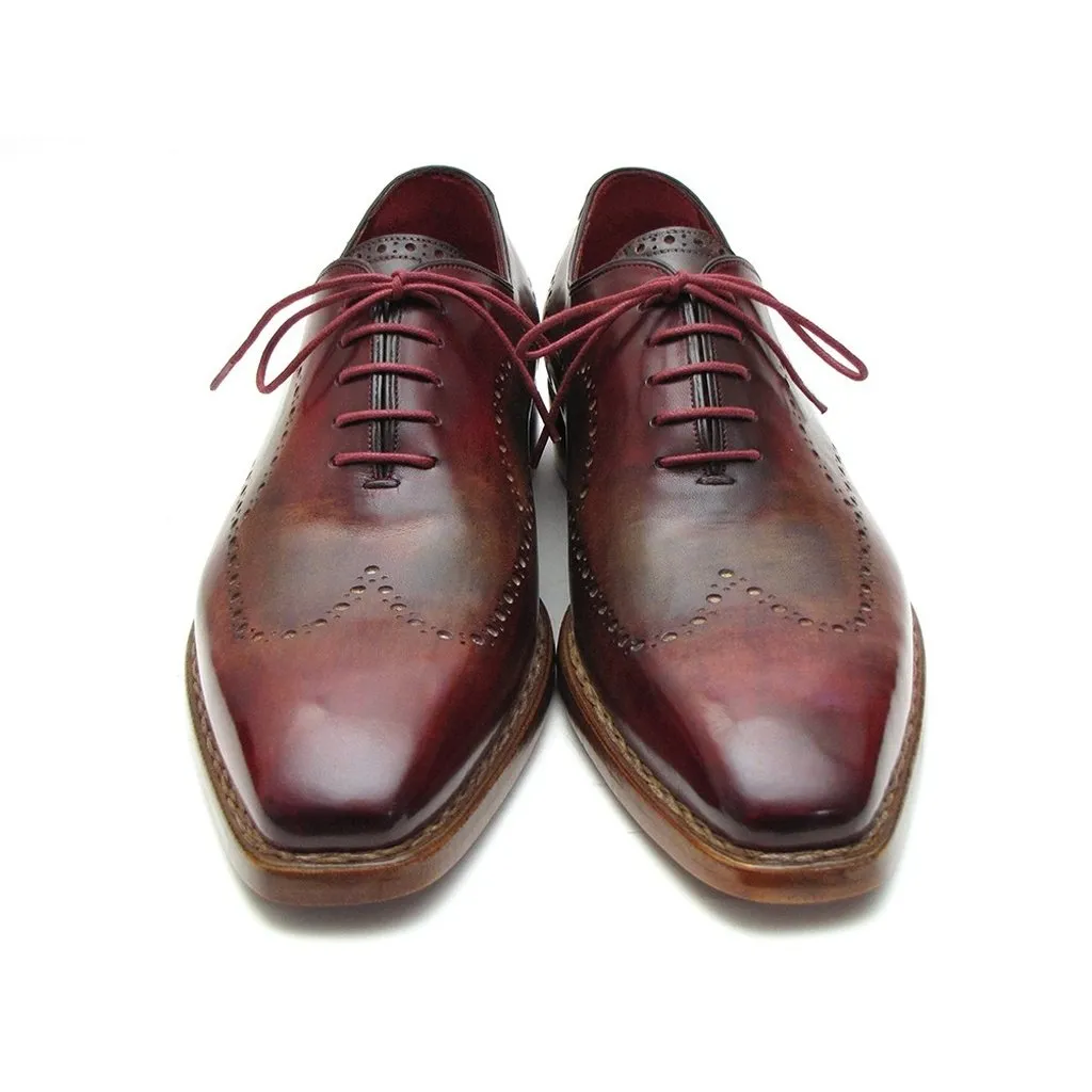 Paul Parkman Men's Wingtip Oxford Goodyear Welted Bordeaux & Camel (ID#087LX)
