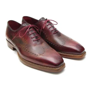 Paul Parkman Men's Wingtip Oxford Goodyear Welted Bordeaux & Camel (ID#087LX)