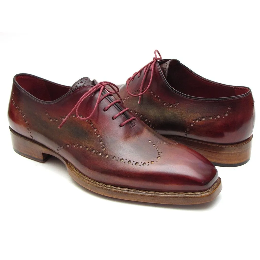 Paul Parkman Men's Wingtip Oxford Goodyear Welted Bordeaux & Camel (ID#087LX)