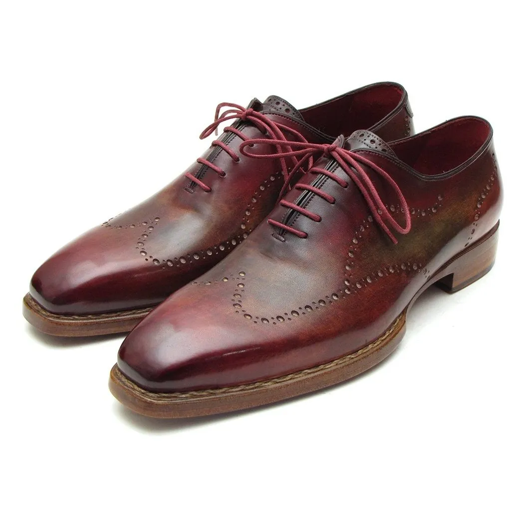 Paul Parkman Men's Wingtip Oxford Goodyear Welted Bordeaux & Camel (ID#087LX)
