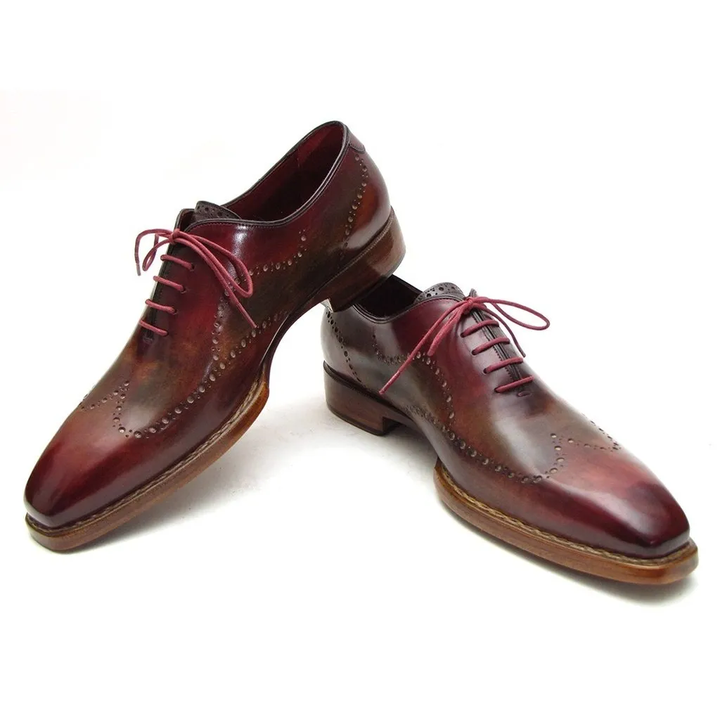 Paul Parkman Men's Wingtip Oxford Goodyear Welted Bordeaux & Camel (ID#087LX)
