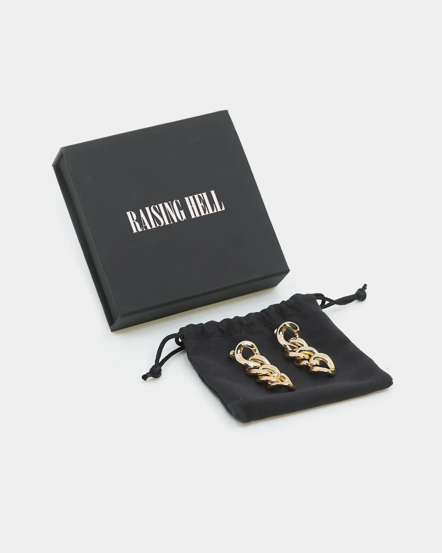 Raising Hell Women's Cuban Chain Earrings Gold