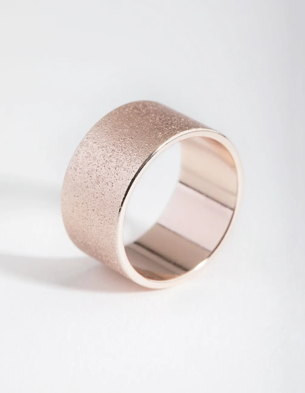 Rose Gold Textured Wide Band Ring