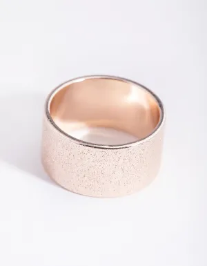 Rose Gold Textured Wide Band Ring