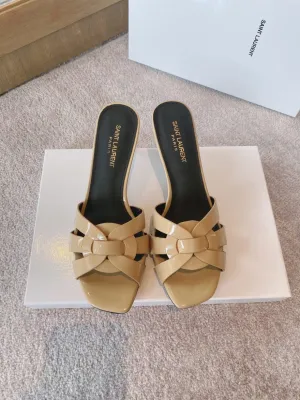 SLY Women's Tribute Heeled Mules Beige For Women