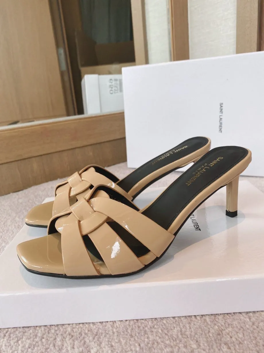 SLY Women's Tribute Heeled Mules Beige For Women