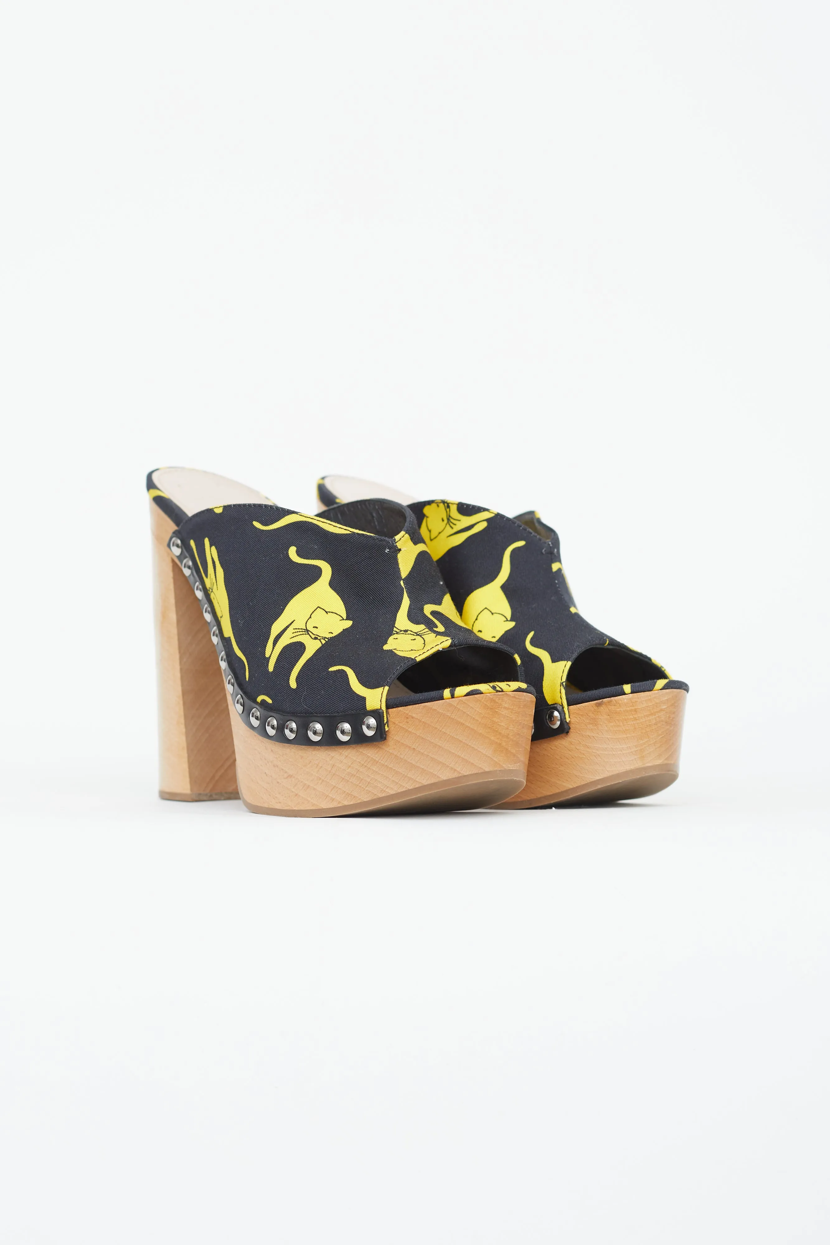SS 2010 Black & Yellow Printed Mule