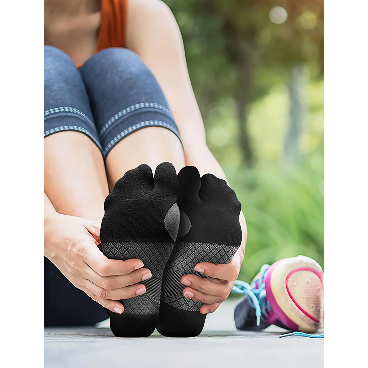 Unisex OS1st BR4 Bunion Relief Socks Pair Black