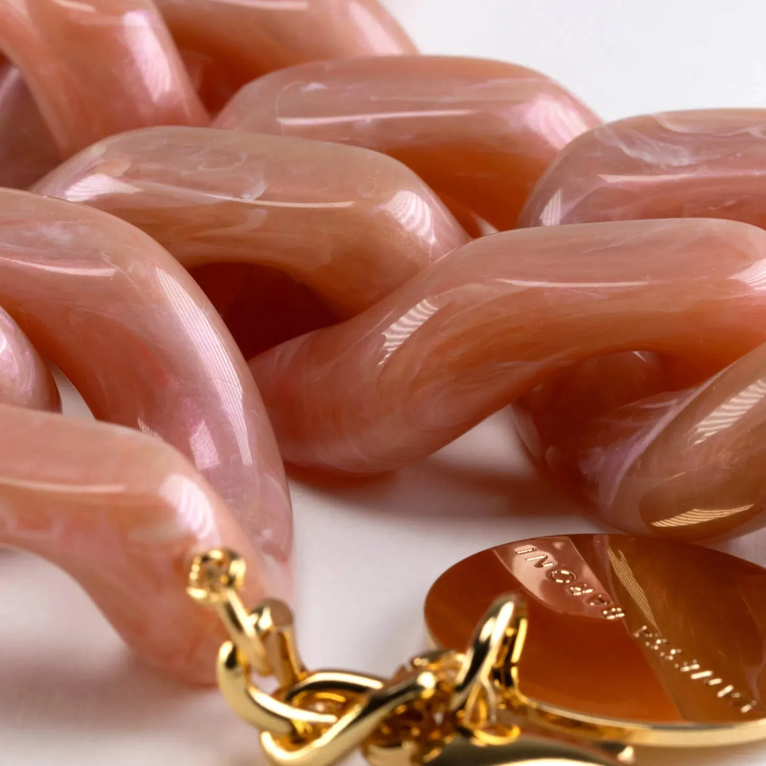 Vanessa Baroni - Big Flat Chain Necklace Peach Marble
