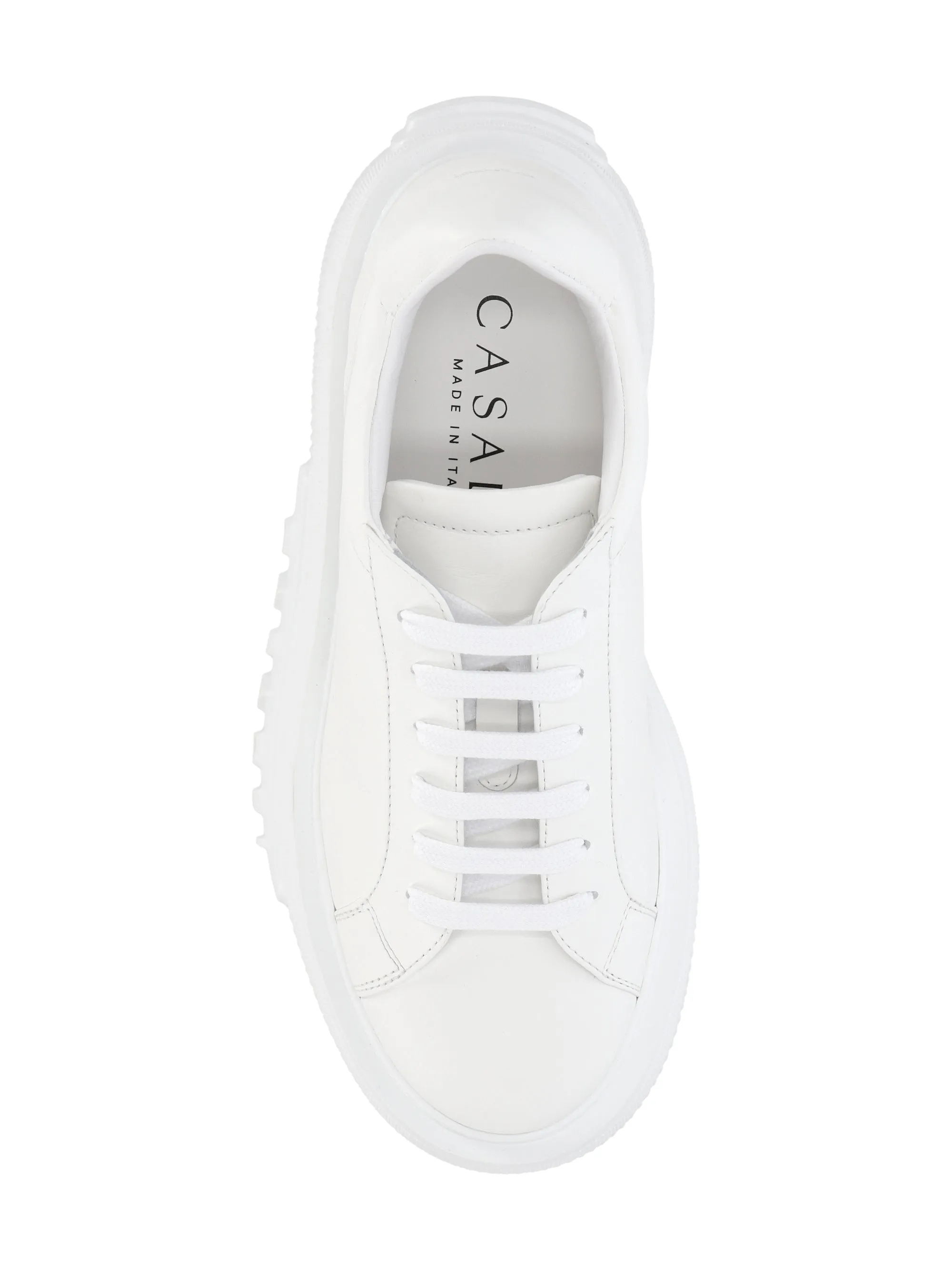 White Calf Leather Lace-Up Sneakers