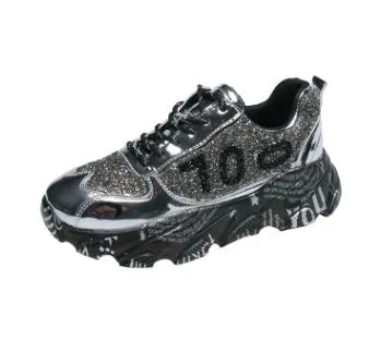 Women Chunky Sneakers Platform Shining Fashion